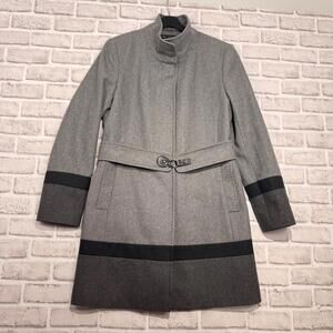 Via Spiga Wool-Blend Grey Coat Belted (Missing Hood) Women's 12 Jacket